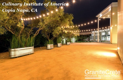 GraniteCrete permeable paving patio at the Culinary Institute of America at Copia Napa.