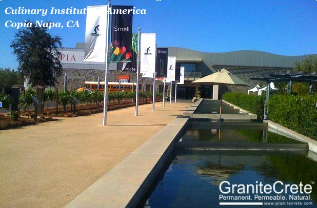 GraniteCrete permeable paving pathway at the Culinary Institute of America at Copia Napa.