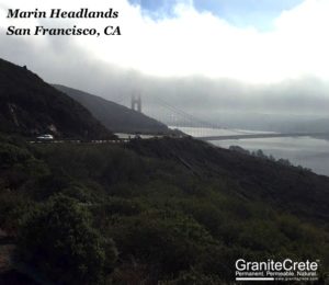 Distant view of Marin Headlands installation