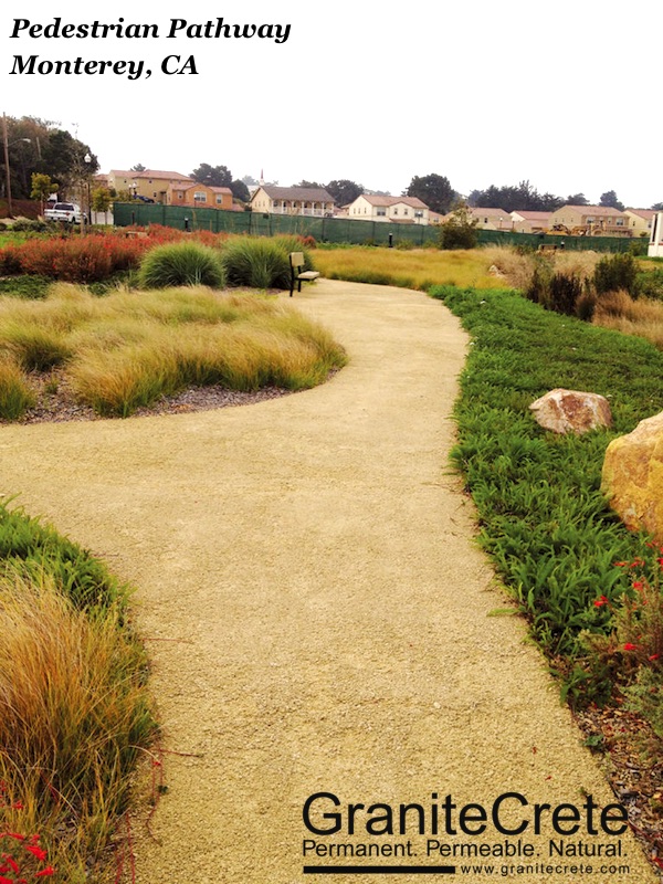 GraniteCrete permeable paving pathway without edging in Monterey.
