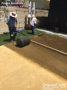 GraniteCrete permeable paving installation in progress at a home in San Francisco.
