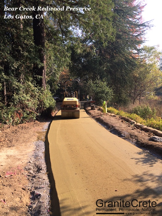 GraniteCrete permeable pavement installation at Bear Creek Redwood Preserve